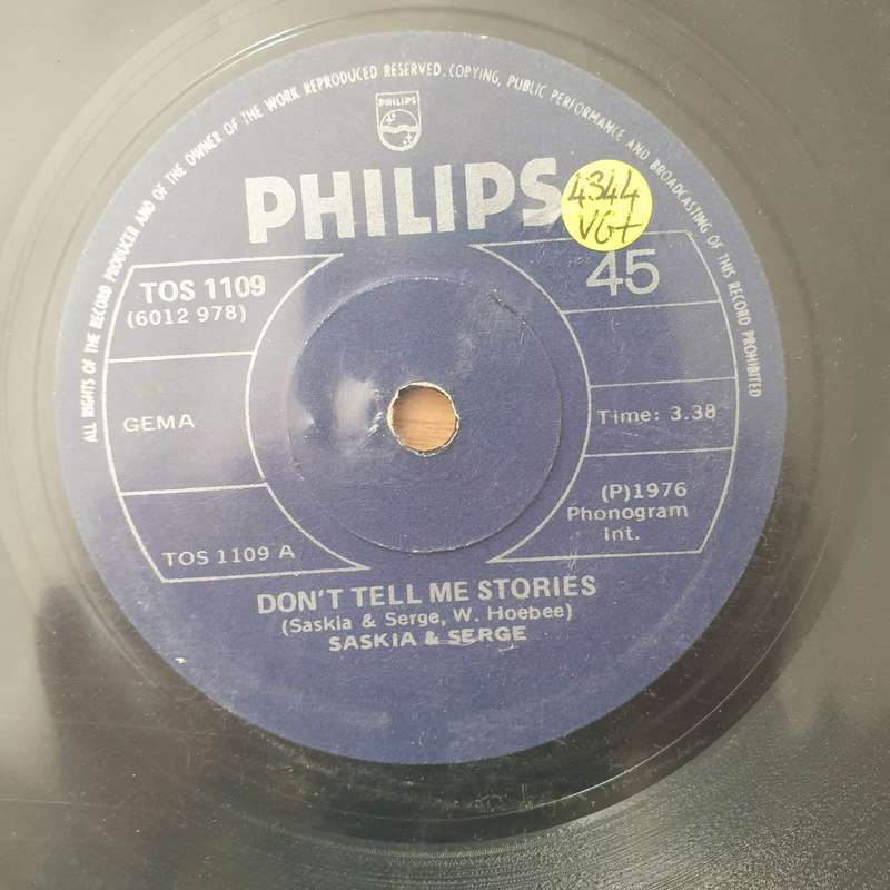 Saskia & Serge  Don't Tell Me Stories / I Will Always Love You - Vinyl 7" Record - Very-Good+ ...