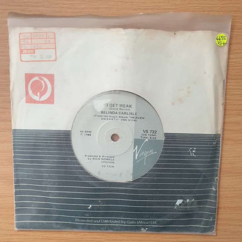 Belinda Carlisle  I Get Weak - Vinyl 7" Record - Very-Good+ Quality (VG+) (verygoodplus)