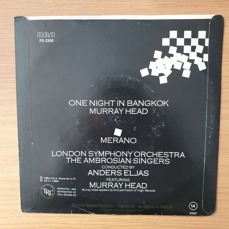 Murray Head  One Night In Bangkok - Vinyl 7" Record - Very-Good+ Quality (VG+) (verygoodplus)