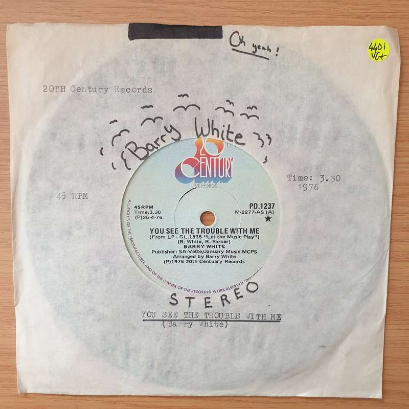 Barry White  You See The Trouble With Me - Vinyl 7" Record - Very-Good+ Quality (VG+) (verygoo...