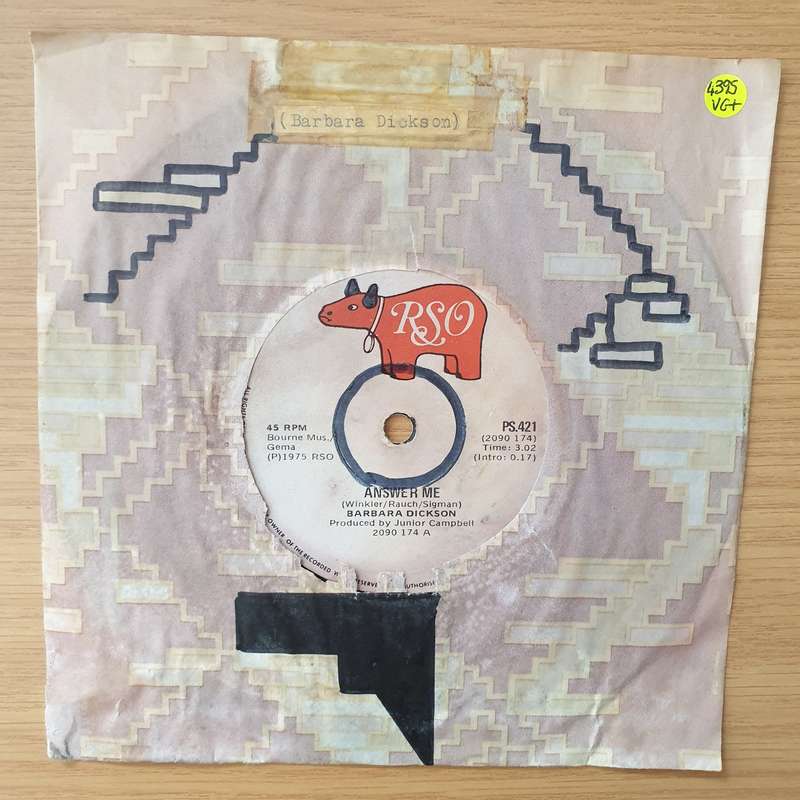 Barbara Dickson  Answer Me - Vinyl 7" Record - Very-Good+ Quality (VG+) (verygoodplus)