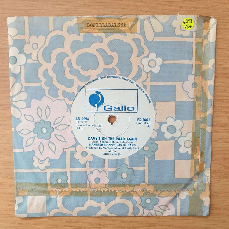 Manfred Mann's Earth Band  Davy's On The Road Again (Rhodesia) - Vinyl 7" Record - Very-Good+ ...