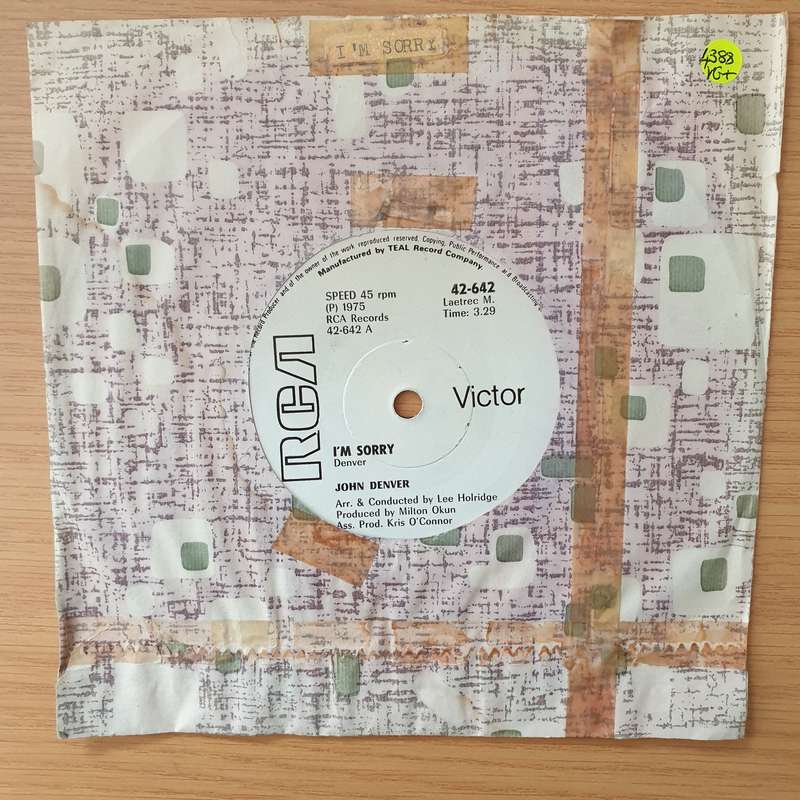 John Denver  I'm Sorry / Calypso (Rhodesia) - Vinyl 7" Record - Very-Good+ Quality (VG+) (very...