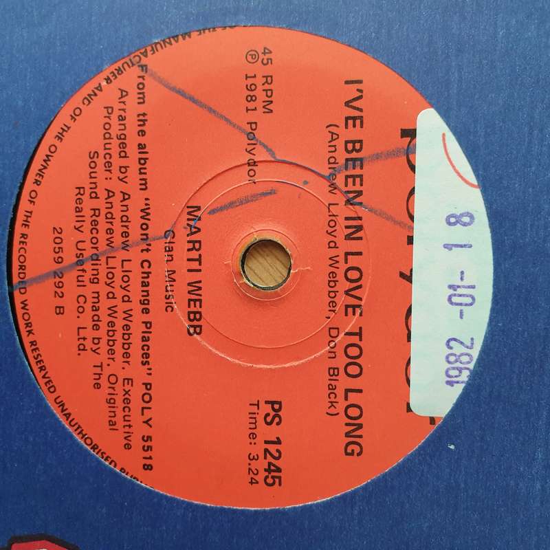 Marti Webb  Don't Cry For Me Argentina / I've Been In Love Too Long - Vinyl 7" Record - Very-G...