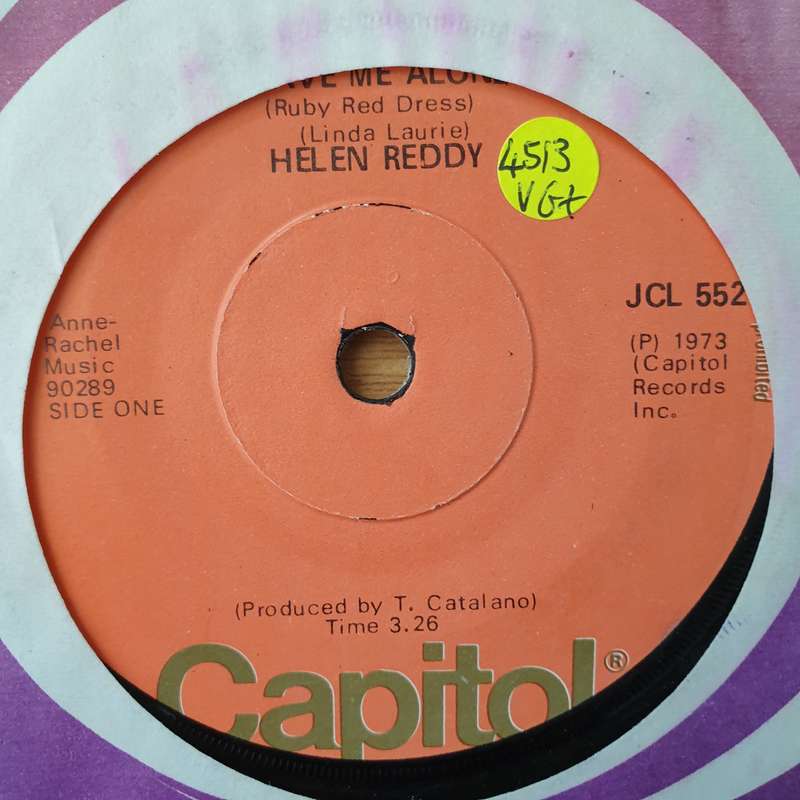 Helen Reddy  Leave Me Alone (Ruby Red Dress) / The Old Fashioned Way -  Vinyl 7" Record - Very...