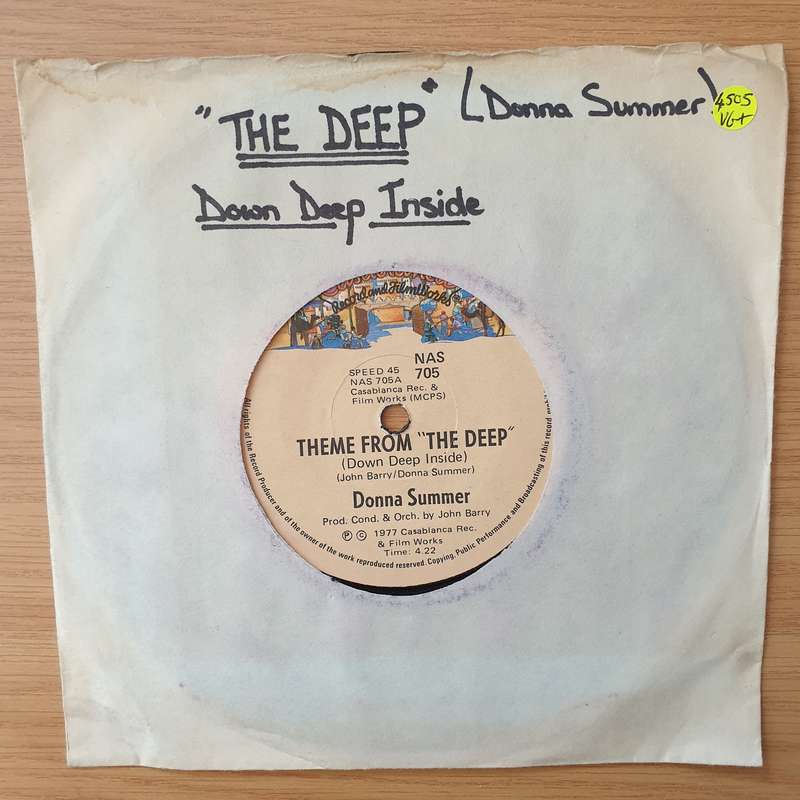 Donna Summer  Theme From The Deep (Down, Deep Inside) -  Vinyl 7" Record - Very-Good+ Quality ...