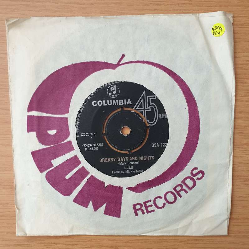 Lulu  The Boat That I Row / Dreary Days And Nights -  Vinyl 7" Record - Very-Good+ Quality (VG...