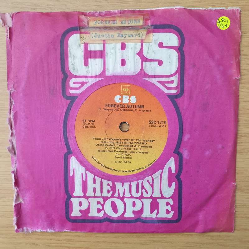 Jeff Wayne Feat. Justin Hayward  Forever Autumn (From "War Of The Worlds") -  Vinyl 7" Record ...