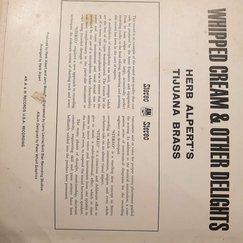 Herb Alpert's Tijuana Brass  Whipped Cream & Other Delights - Vinyl LP Record - Very-Good- Qua...