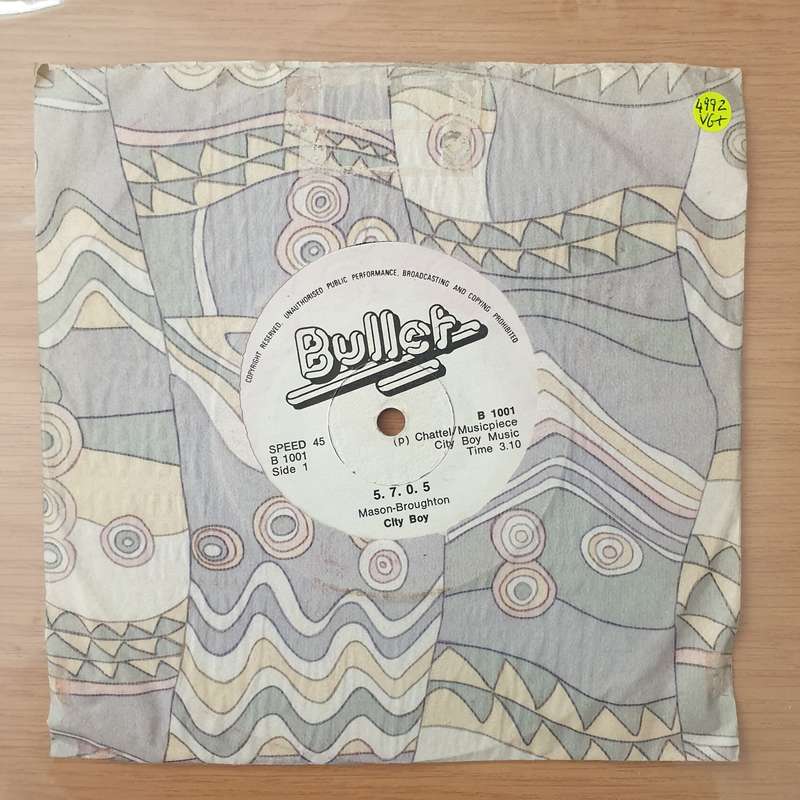 City Boy  5.7.0.5. (Rhodesia) -  Vinyl 7" Record - Very-Good+ Quality (VG+) (verygoodplus)