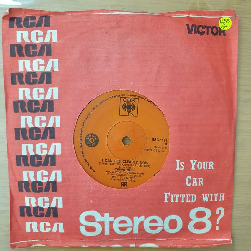 Johnny Nash  I Can See Clearly Now / How Good It Is -  Vinyl 7" Record - Very-Good+ Quality (V...