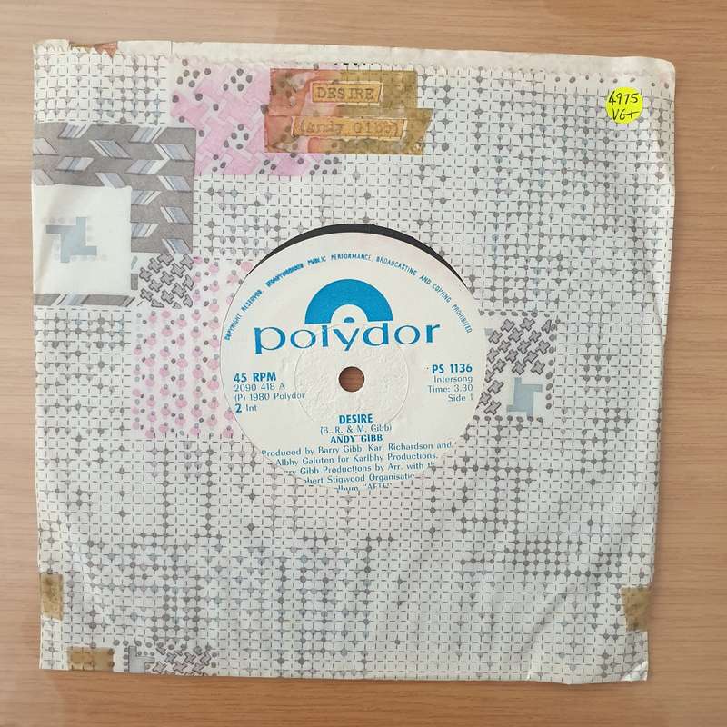 Andy Gibb  Desire -  Vinyl 7" Record - Very-Good+ Quality (VG+) (verygoodplus)