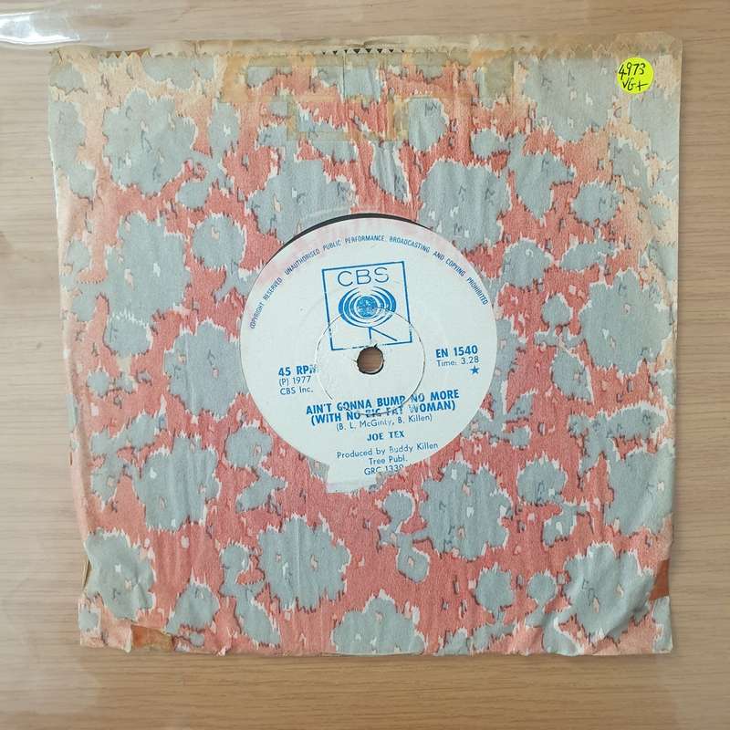 Joe Tex  Ain't Gonna Bump No More (With No Big Fat Woman) (Rhodesia) -  Vinyl 7" Record - Very...