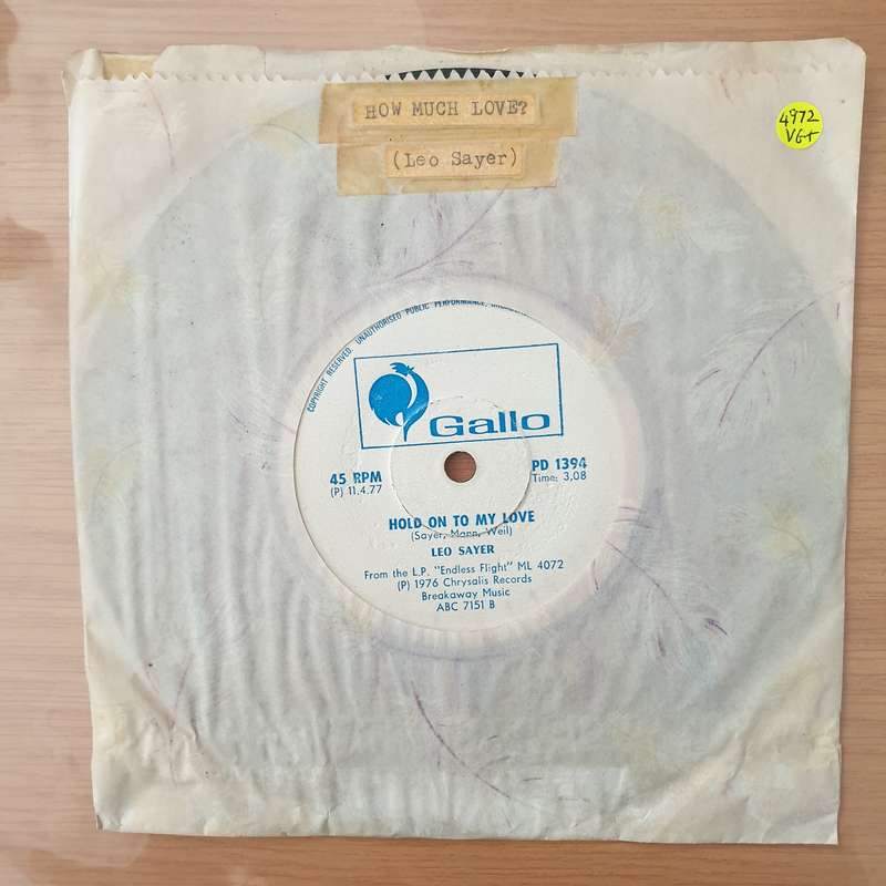 Leo Sayer  How Much Love (Rhodesia) -  Vinyl 7" Record - Very-Good+ Quality (VG+) (verygoodplus)