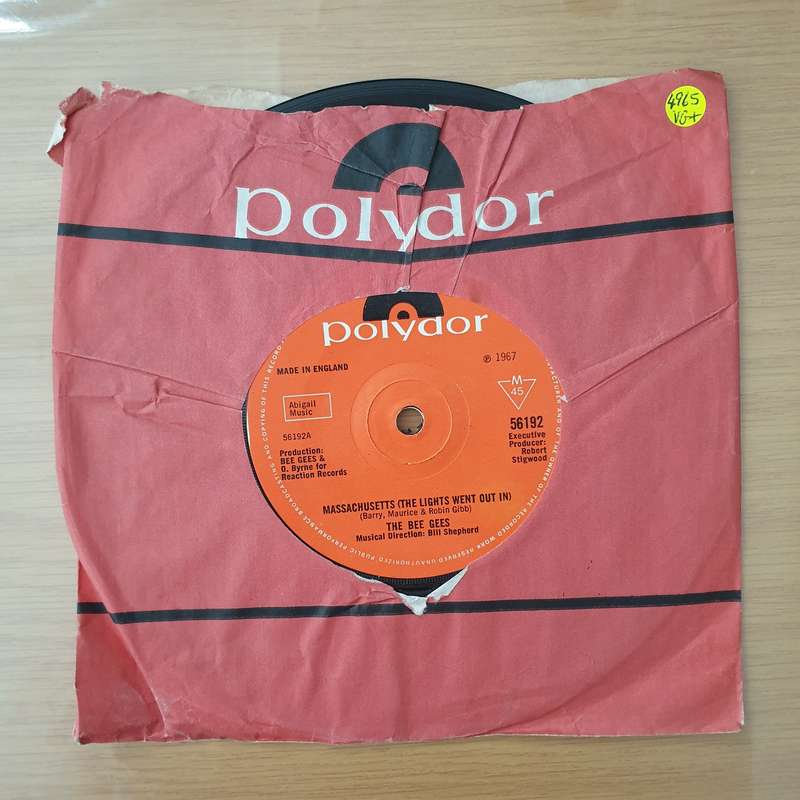 The Bee Gees  Massachusetts (The Lights Went Out In) -  Vinyl 7" Record - Very-Good+ Quality (...