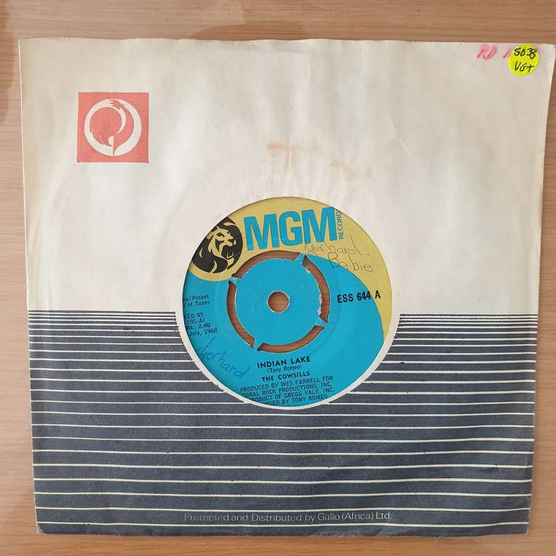 The Cowsills  Indian Lake -  Vinyl 7" Record - Very-Good+ Quality (VG+) (verygoodplus)