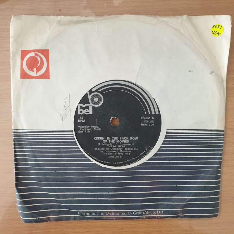 The Drifters  Kissin' In The Back Row Of The Movies -  Vinyl 7" Record - Very-Good+ Quality (V...