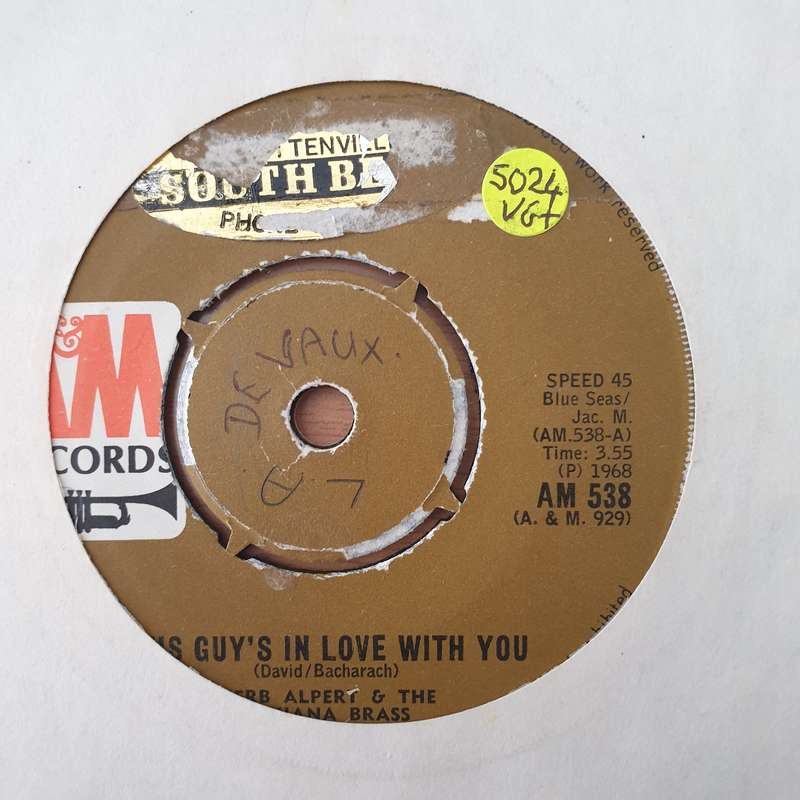 Herb Alpert & The Tijuana Brass  This Guy's In Love With You / A Quiet Tear -  Vinyl 7" Record...