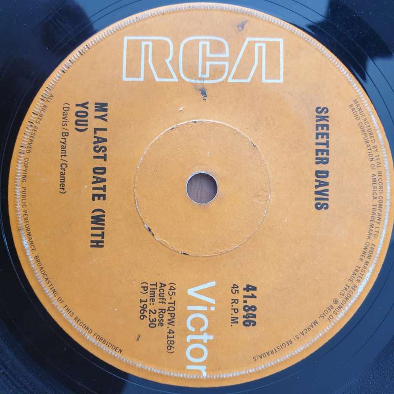 Skeeter Davis  It Only Hurts For A Little While - Vinyl 7" Record - Good+ Quality (G+) (gplus)