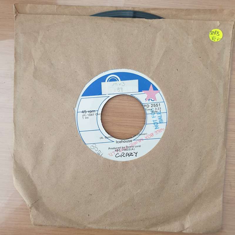 Icehouse  Crazy (Rhodesia) -  Vinyl 7" Record - Very-Good+ Quality (VG+) (verygoodplus)