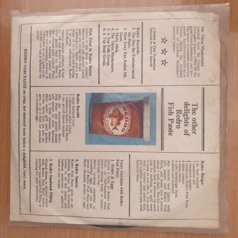 Peter Merrill  Redro Fishpaste Presents - The Three Musketeers - Vinyl 7" Record - Very-Good Q...