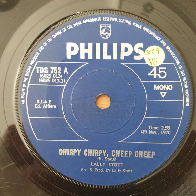 Lally Stott  Chirpy Chirpy, Cheep Cheep - Vinyl 7" Record - Very-Good Quality (VG) (vgood)