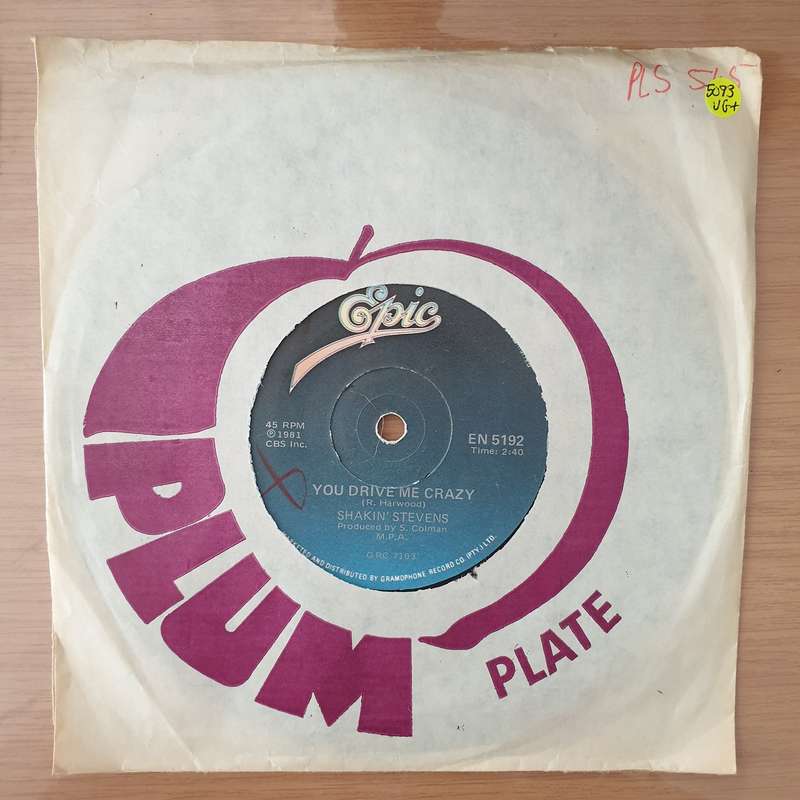 Shakin' Stevens  You Drive Me Crazy -  Vinyl 7" Record - Very-Good+ Quality (VG+) (verygoodplus)