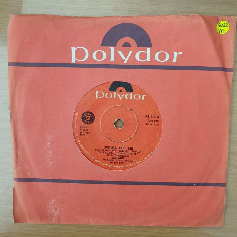 The Who  See Me, Feel Me / Overture From Tommy - Vinyl 7" Record - Very-Good Quality (VG) (vgood)
