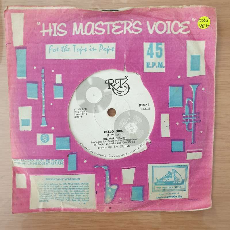 Dr. Marigold's  Hello Girl -  Vinyl 7" Record - Very-Good+ Quality (VG+) (verygoodplus)