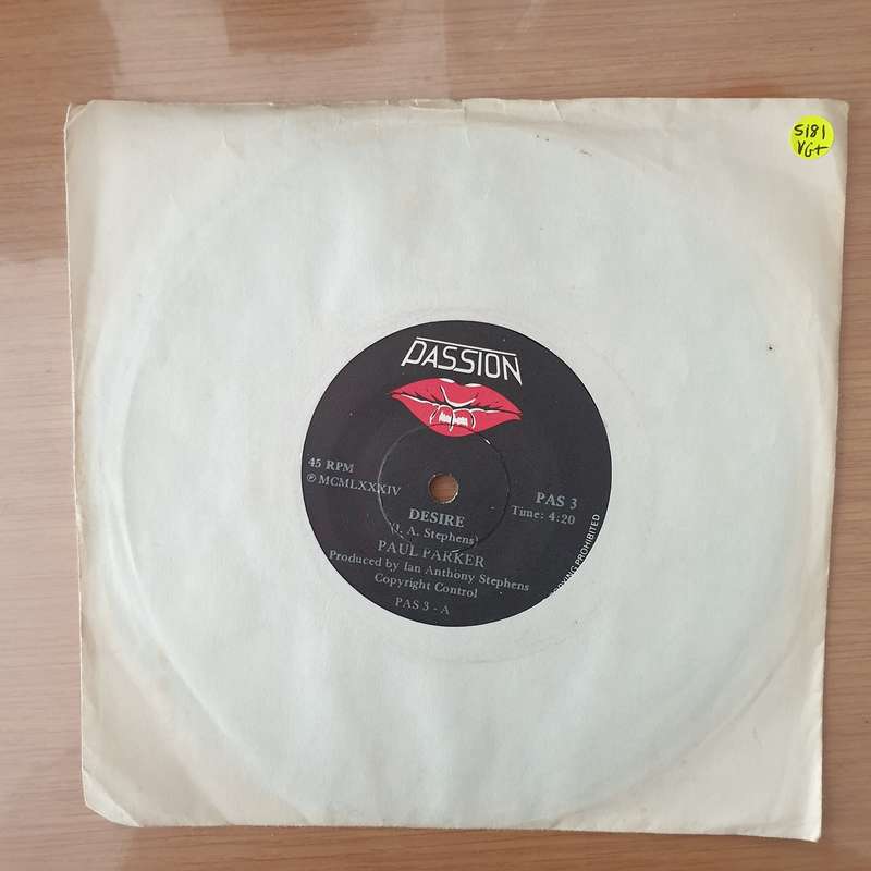 Paul Parker  Desire -  Vinyl 7" Record - Very-Good+ Quality (VG+) (verygoodplus)
