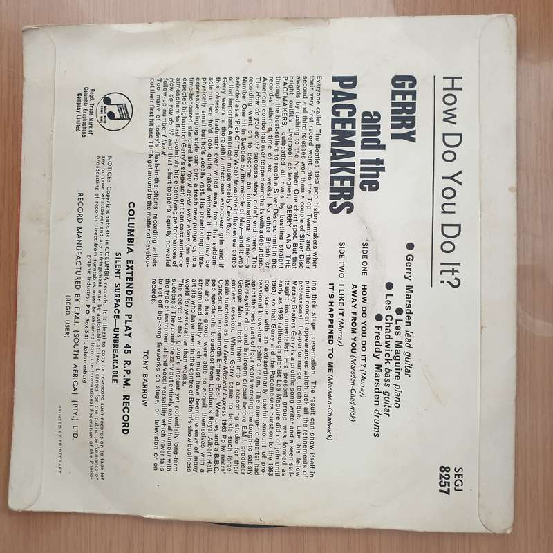 Gerry And The Pacemakers  How Do You Do It? -  Vinyl 7" Record - Very-Good+ Quality (VG+) (ver...