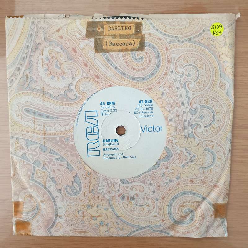 Baccara  Darling -  Vinyl 7" Record - Very-Good+ Quality (VG+) (verygoodplus)