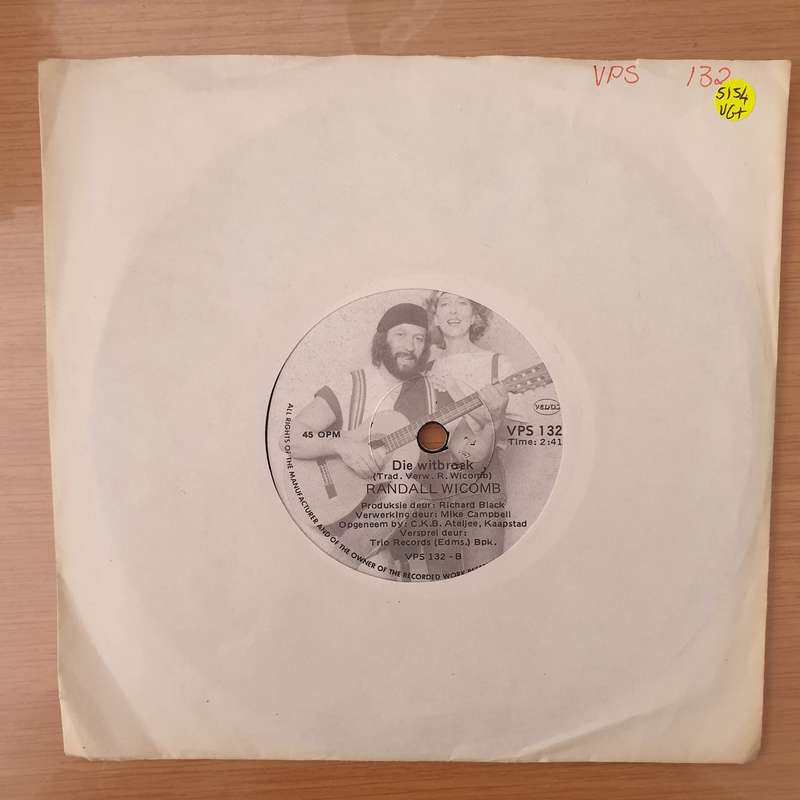 Randall Wicomb - Die Witbroek -  Vinyl 7" Record - Very-Good+ Quality (VG+) (verygoodplus)