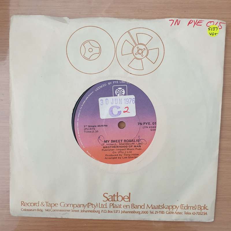 Brotherhood Of Man  My Sweet Rosalie -  Vinyl 7" Record - Very-Good+ Quality (VG+) (verygoodplus)