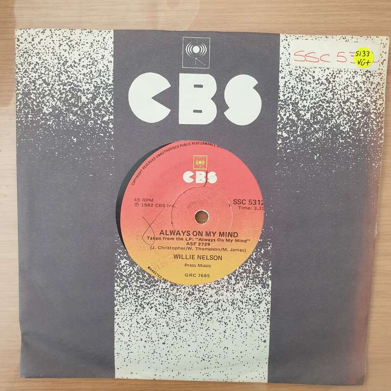 Willie Nelson  Always On My Mind / The Party's Over -  Vinyl 7" Record - Very-Good+ Quality (V...