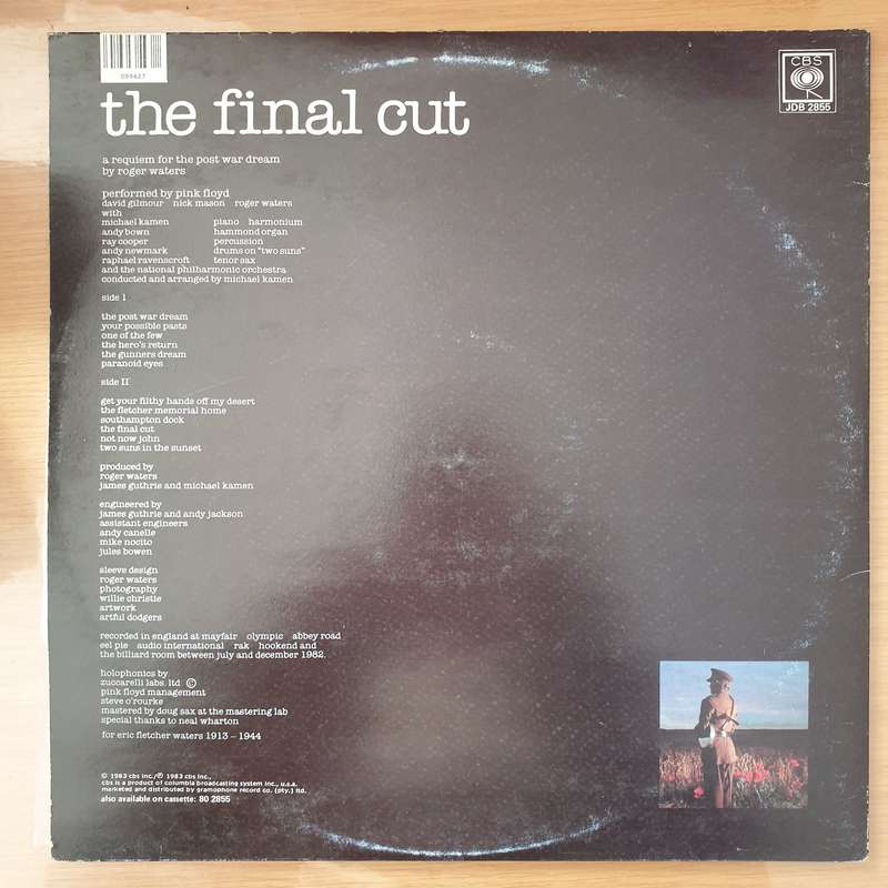 Pink Floyd  The Final Cut - Vinyl LP Record - Very-Good+ Quality (VG+) (verygoodplus)