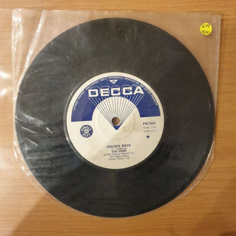 Tom Jones  Golden Days - Vinyl 7" Record - Very-Good+ Quality (VG+) (verygoodplus)