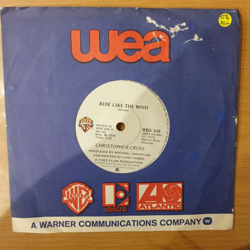 Christopher Cross  Ride Like The Wind - Vinyl 7" Record - Very-Good+ Quality (VG+) (verygoodplus)