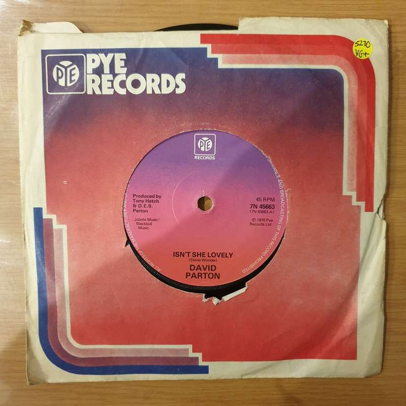 David Parton  Isn't She Lovely - Vinyl 7" Record - Very-Good+ Quality (VG+) (verygoodplus)