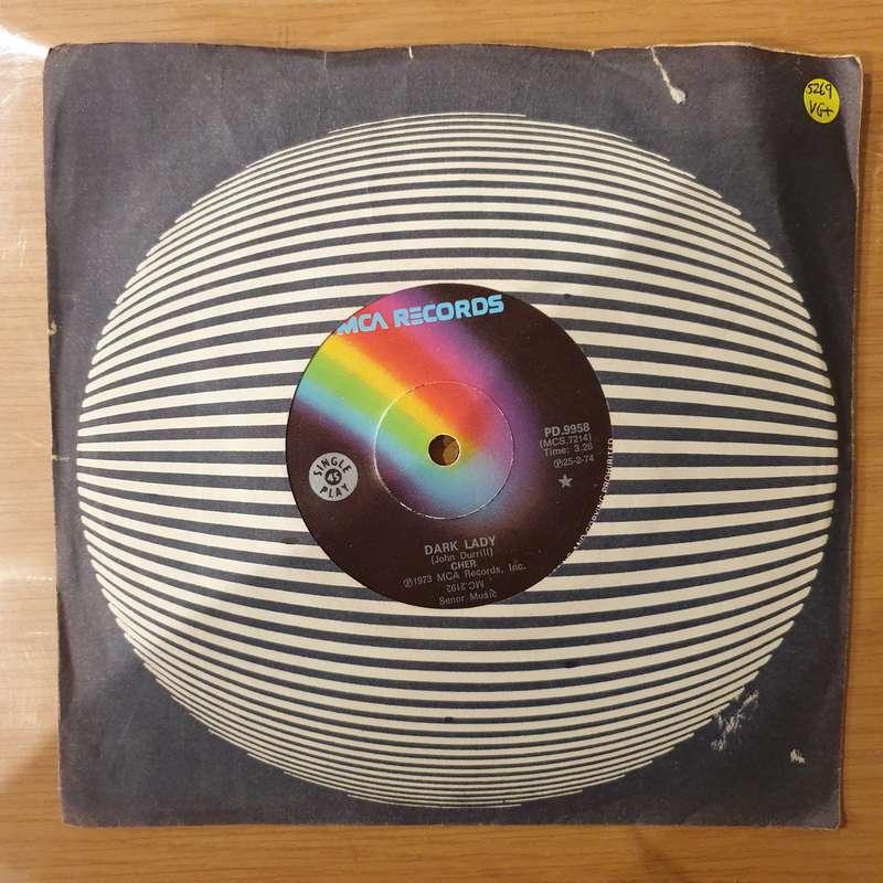 Chér  Dark Lady - Vinyl 7" Record - Very-Good+ Quality (VG+) (verygoodplus)