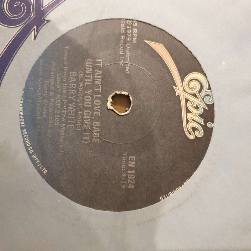 Barry White - Hung Up In Your Love  - Vinyl 7" Record - Very-Good+ Quality (VG+) (verygoodplus)