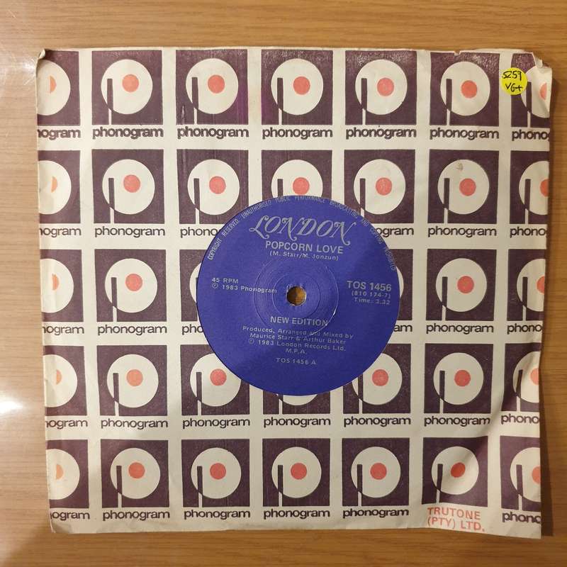 New Edition  Popcorn Love - Vinyl 7" Record - Very-Good+ Quality (VG+) (verygoodplus)