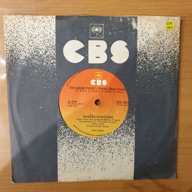 Barbra Streisand  The Main Event / Fight - Vinyl 7" Record - Very-Good+ Quality (VG+) (verygoo...