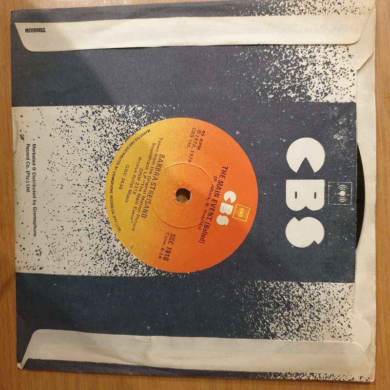 Barbra Streisand  The Main Event / Fight - Vinyl 7" Record - Very-Good+ Quality (VG+) (verygoo...