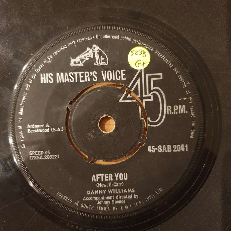 Danny Williams  After You / White On White - Vinyl 7" Record - Good+ Quality (G+) (gplus)