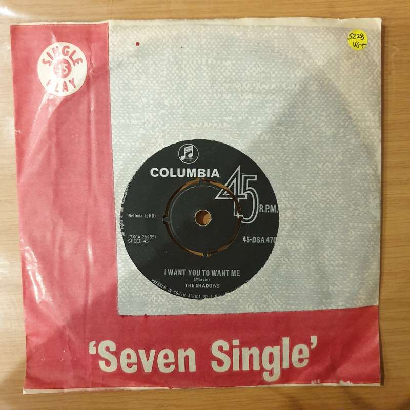 The Shadows  Atlantis -  Vinyl 7" Record - Very-Good+ Quality (VG+) (verygoodplus)