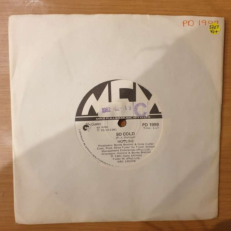 Hotline  You're So Good To Me / So Cold -  Vinyl 7" Record - Very-Good+ Quality (VG+) (verygoo...