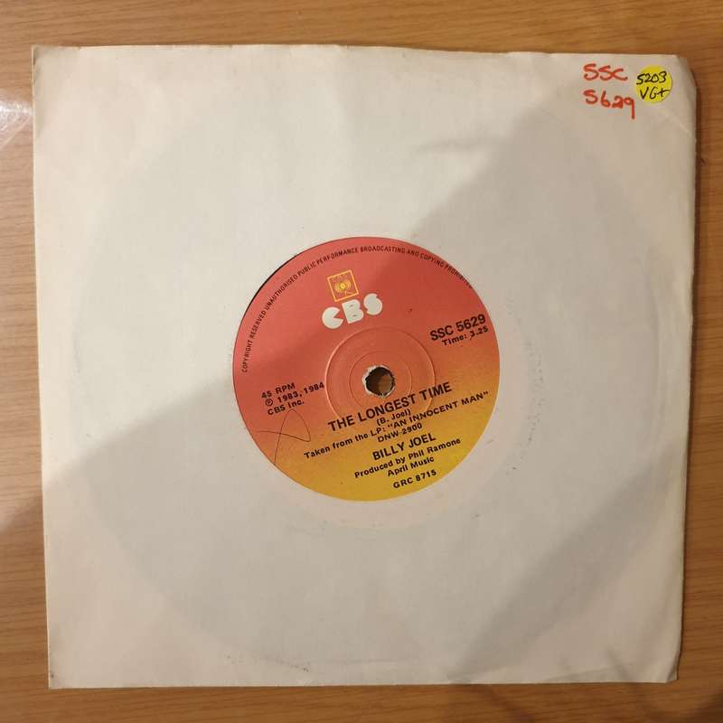 Billy Joel  The Longest Time -  Vinyl 7" Record - Very-Good+ Quality (VG+) (verygoodplus)