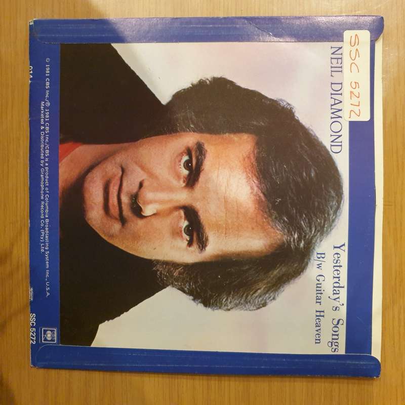 Neil Diamond  Yesterday's Songs -  Vinyl 7" Record - Very-Good+ Quality (VG+) (verygoodplus)