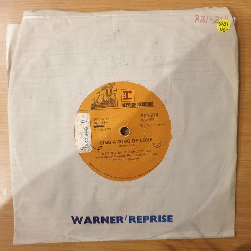George Baker Selection  Sing A Song Of Love -  Vinyl 7" Record - Very-Good+ Quality (VG+) (ver...